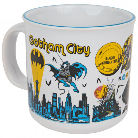 Batman Cotham City Destination Icons 20oz Ceramic Camper Mug